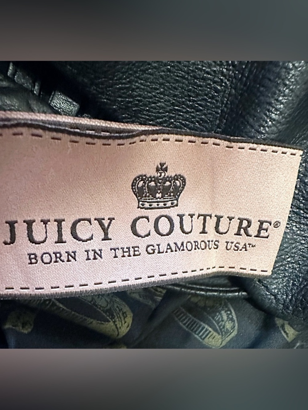 Juicy Couture Black Cowhide Leather Tote Bag "Choose Juicy" Gold Sparkle
RARE - Picture 10 of 10
